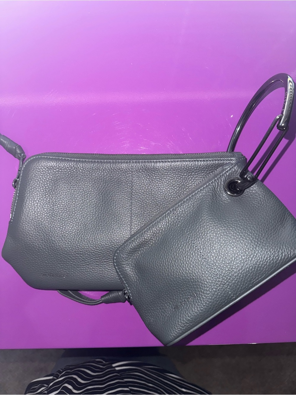 Alf The Label Carabiner Capsule Women's Gray Charcoal Pebbled Leather Set